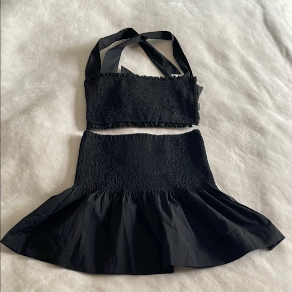 Black Two-Piece Set Smocked Skirt Set - Picture 7 of 8